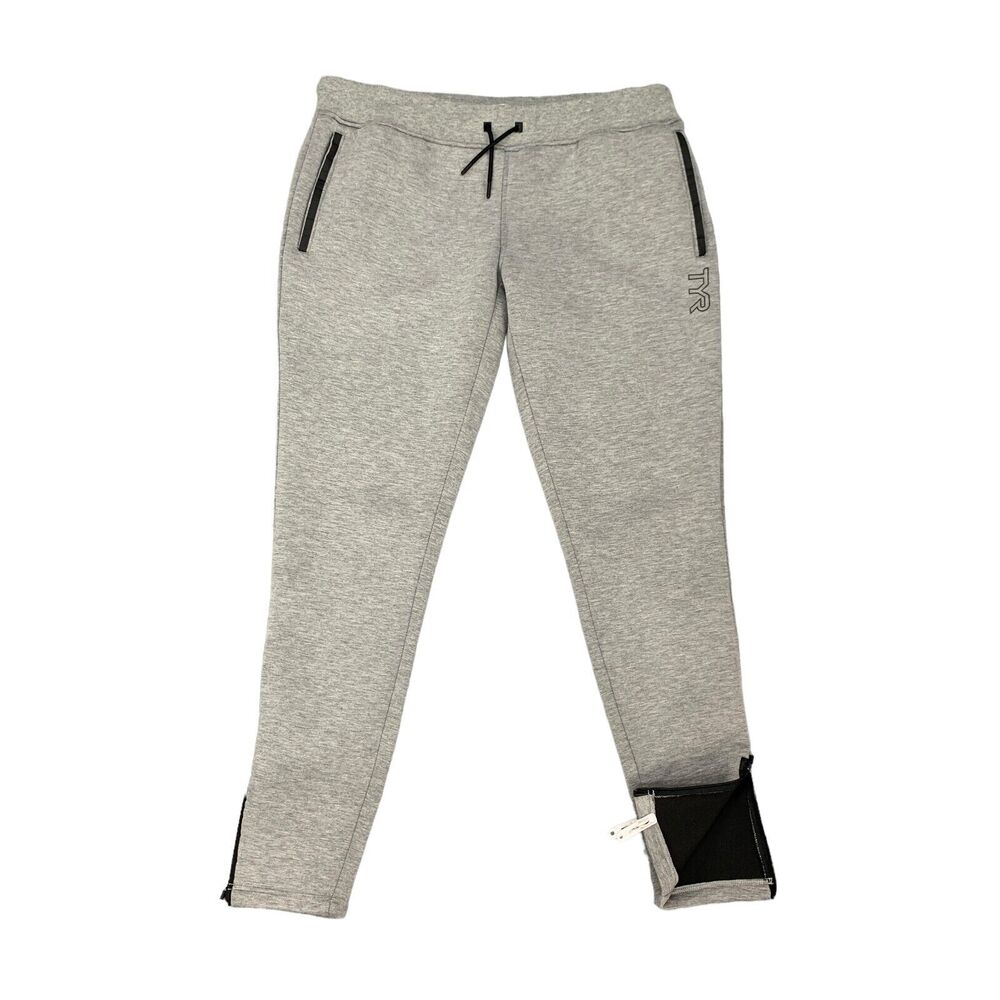 TYR Jogger Womens L Large Gray Zip Ankle Elastic Waist Warm Up Sweatpants